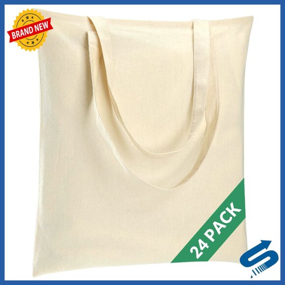 Lightweight Canvas Tote Bags Bulk Blank Reusable Grocery Shopping DIY